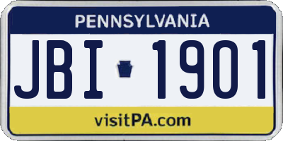 PA license plate JBI1901