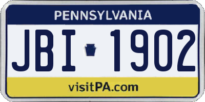 PA license plate JBI1902