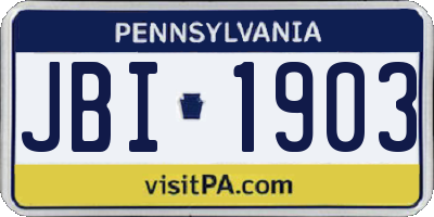 PA license plate JBI1903