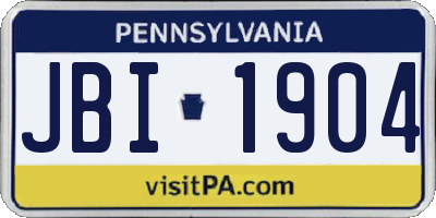 PA license plate JBI1904