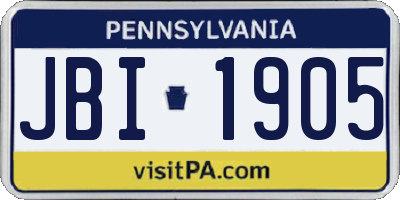 PA license plate JBI1905