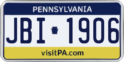 PA license plate JBI1906