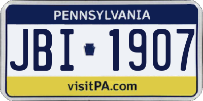 PA license plate JBI1907