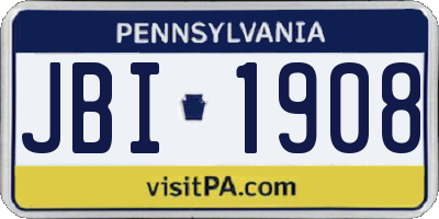 PA license plate JBI1908