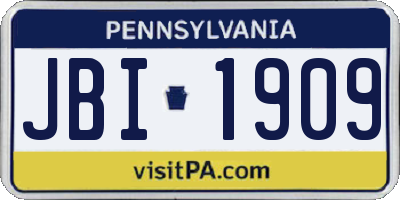 PA license plate JBI1909