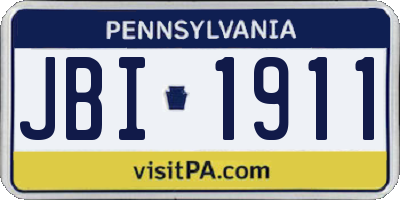 PA license plate JBI1911