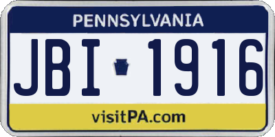 PA license plate JBI1916