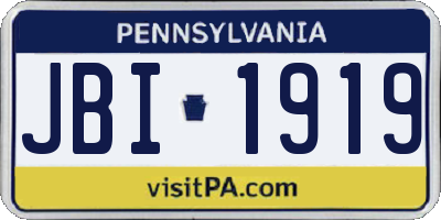 PA license plate JBI1919