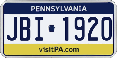 PA license plate JBI1920