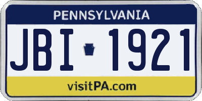 PA license plate JBI1921