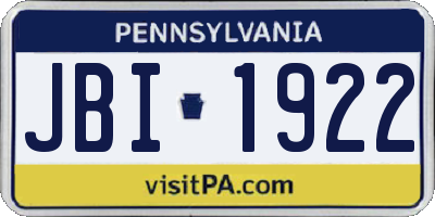 PA license plate JBI1922