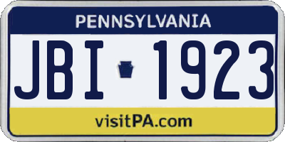 PA license plate JBI1923