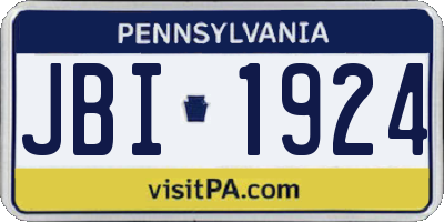 PA license plate JBI1924