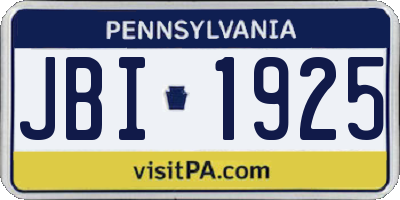 PA license plate JBI1925