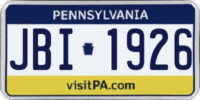 PA license plate JBI1926