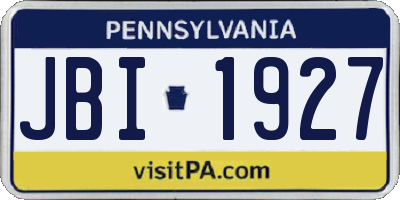 PA license plate JBI1927