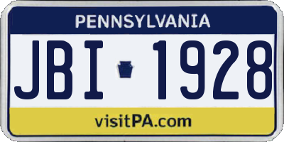 PA license plate JBI1928