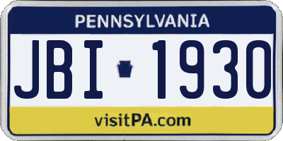 PA license plate JBI1930