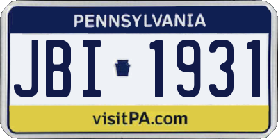 PA license plate JBI1931