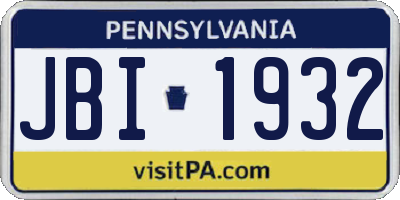 PA license plate JBI1932