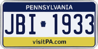 PA license plate JBI1933