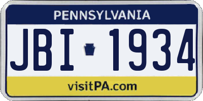 PA license plate JBI1934