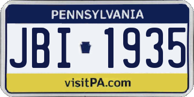 PA license plate JBI1935