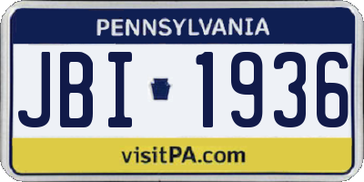 PA license plate JBI1936