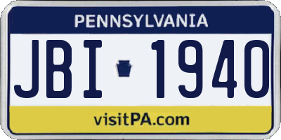 PA license plate JBI1940