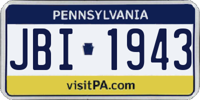 PA license plate JBI1943