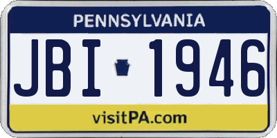 PA license plate JBI1946