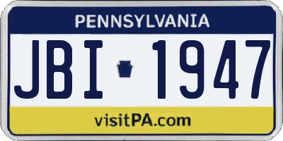 PA license plate JBI1947