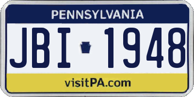 PA license plate JBI1948