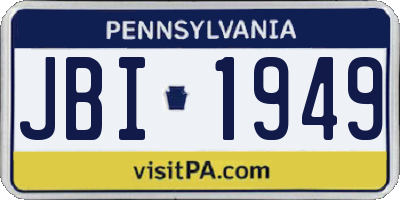 PA license plate JBI1949