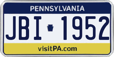 PA license plate JBI1952