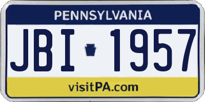 PA license plate JBI1957