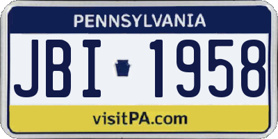 PA license plate JBI1958