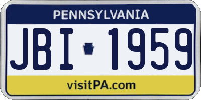 PA license plate JBI1959