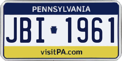 PA license plate JBI1961