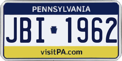 PA license plate JBI1962