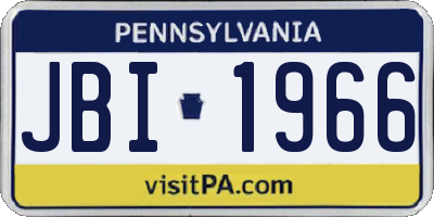 PA license plate JBI1966