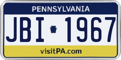 PA license plate JBI1967