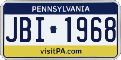 PA license plate JBI1968