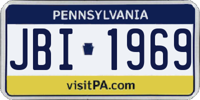 PA license plate JBI1969