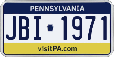 PA license plate JBI1971