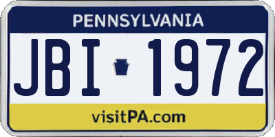 PA license plate JBI1972