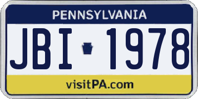 PA license plate JBI1978