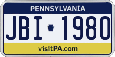 PA license plate JBI1980