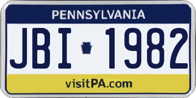 PA license plate JBI1982