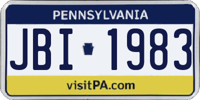 PA license plate JBI1983